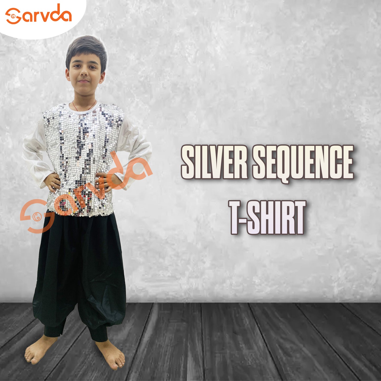 T Shirt Silver Sequence Costume