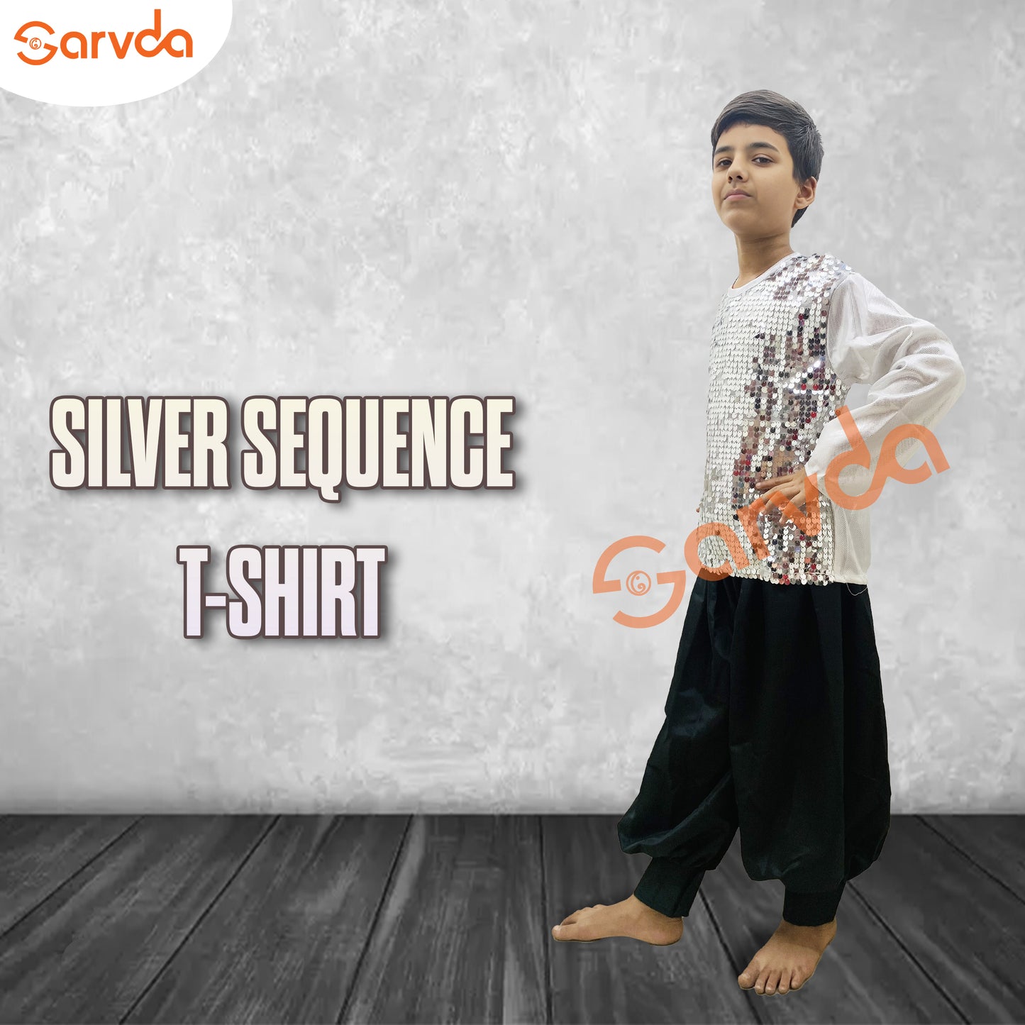 T Shirt Silver Sequence Costume