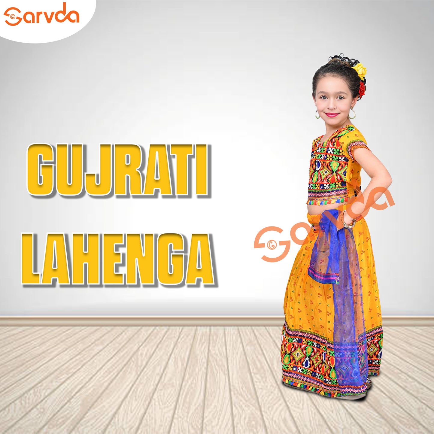 Gujrati Lahenga- Chaniya Choli (Yellow) - Radha/Dance