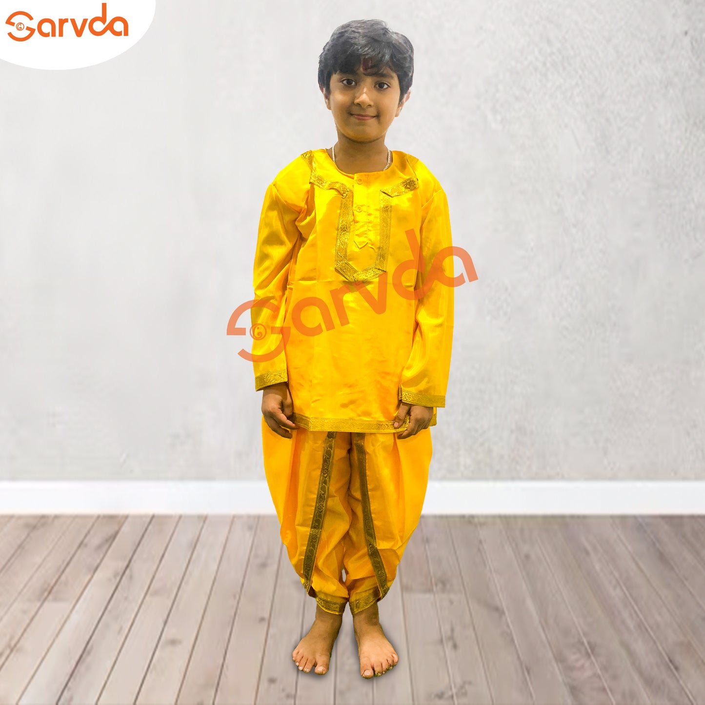 Yellow Lace Dhoti Kurta full set