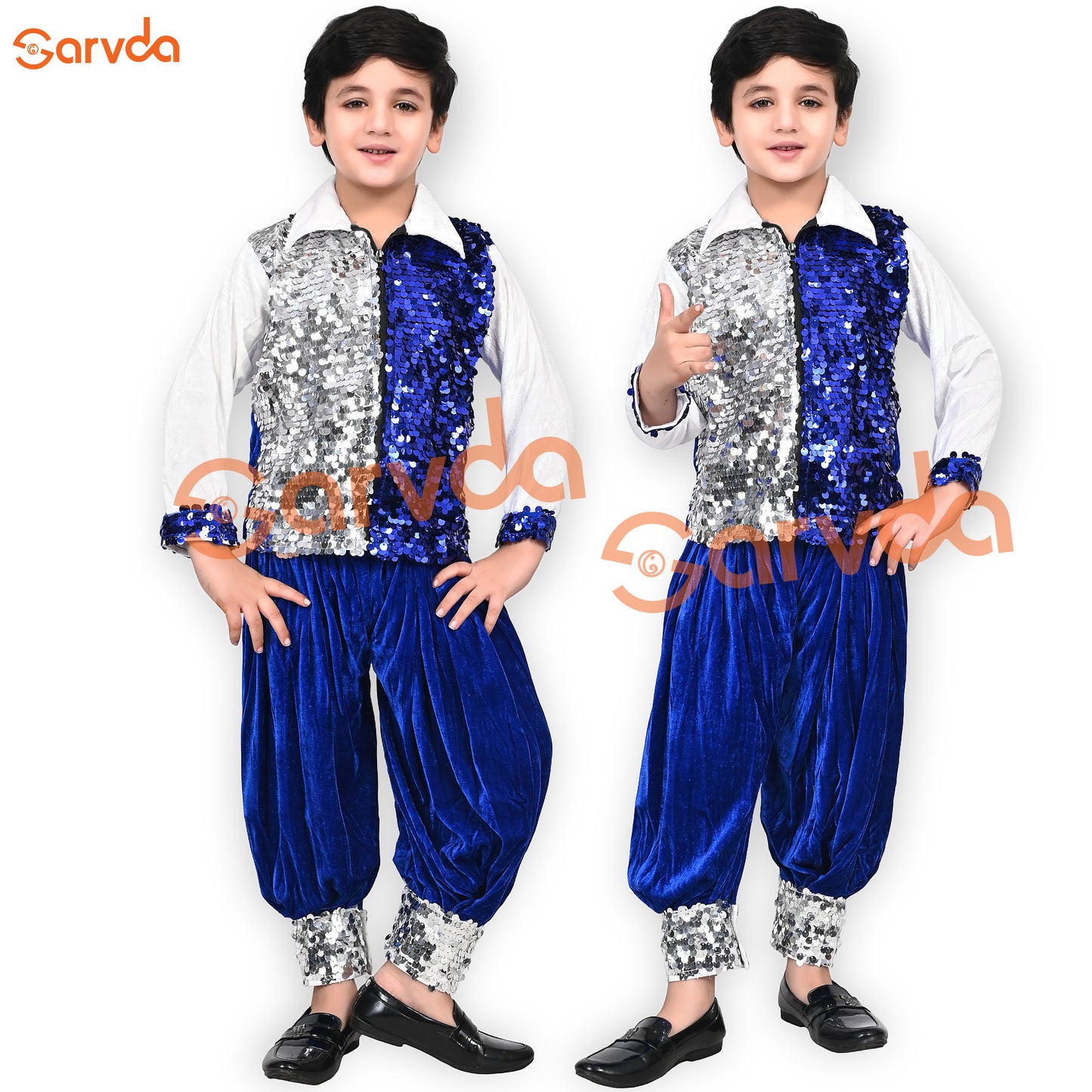 Blue & White Shirt with Blue Herum Set for Boys