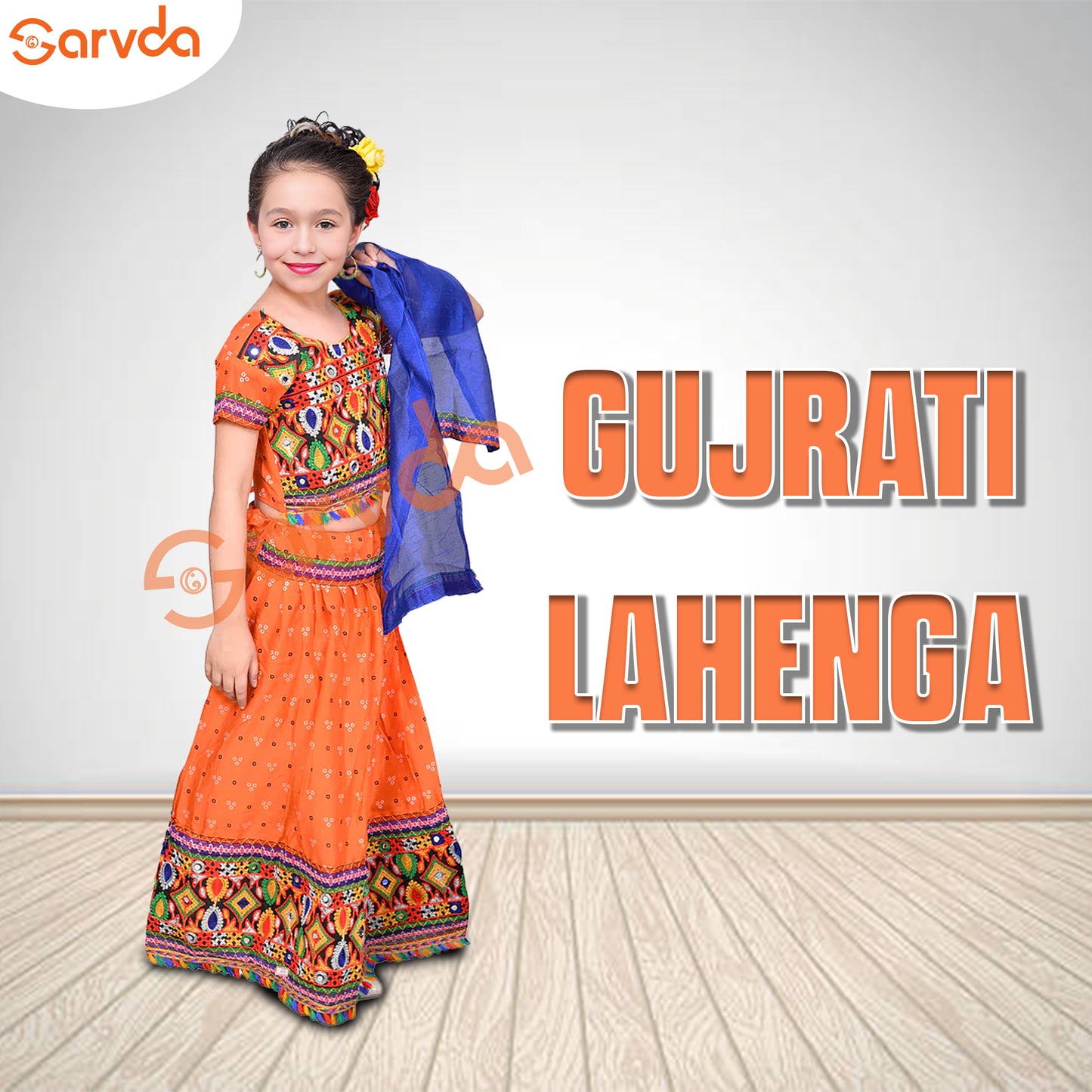 Gujrati Lahenga- Chaniya choli (Orange)