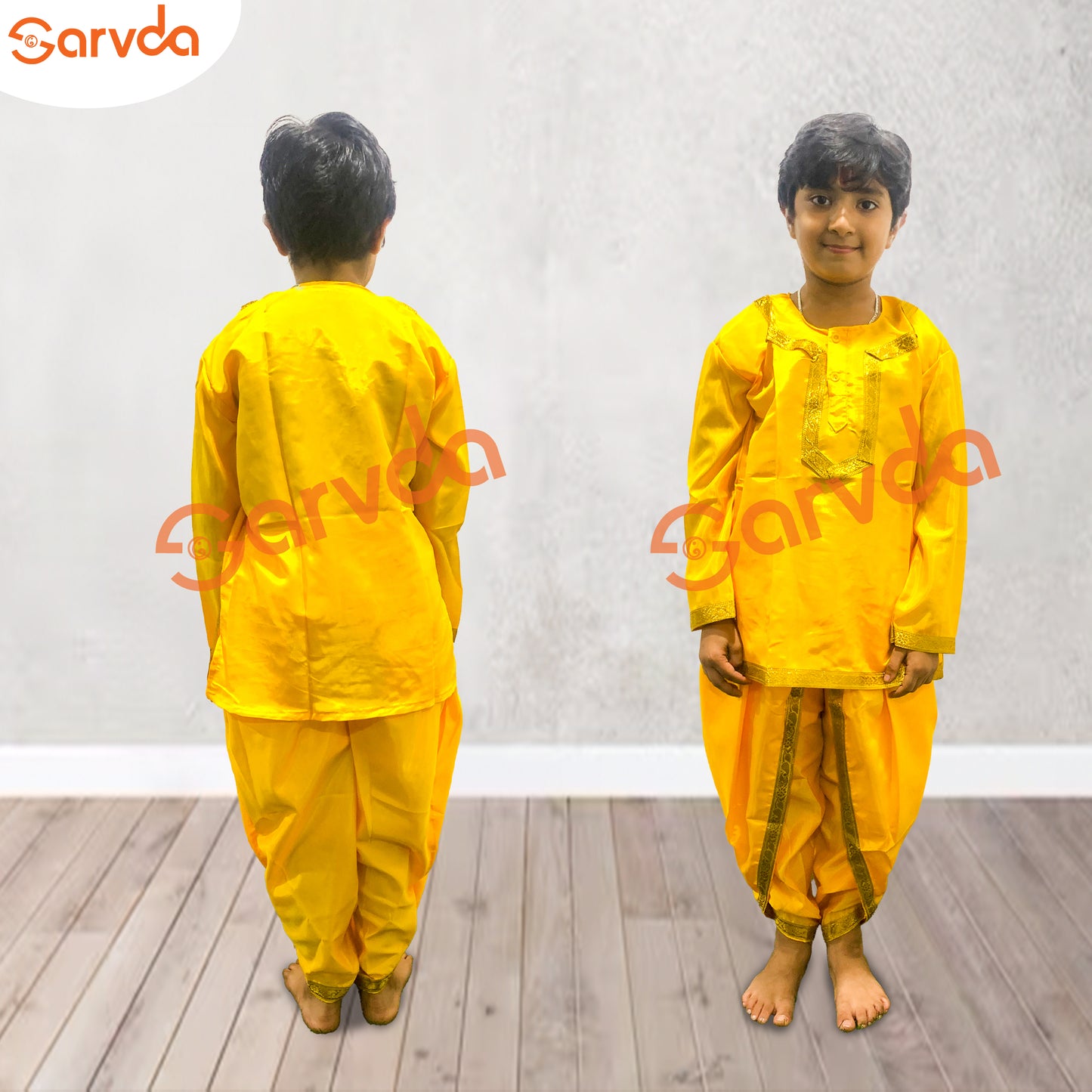 Yellow Lace Dhoti Kurta full set