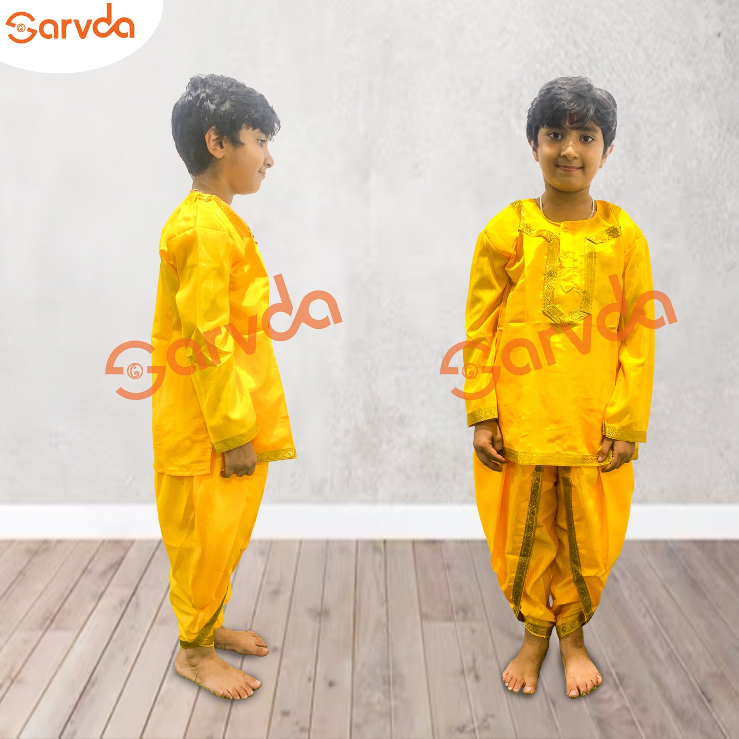 Yellow Lace Dhoti Kurta full set