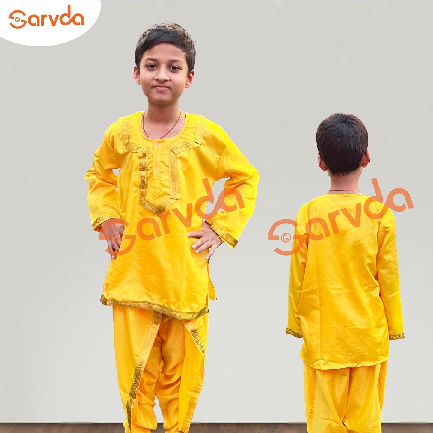Yellow Lace Dhoti Kurta full set
