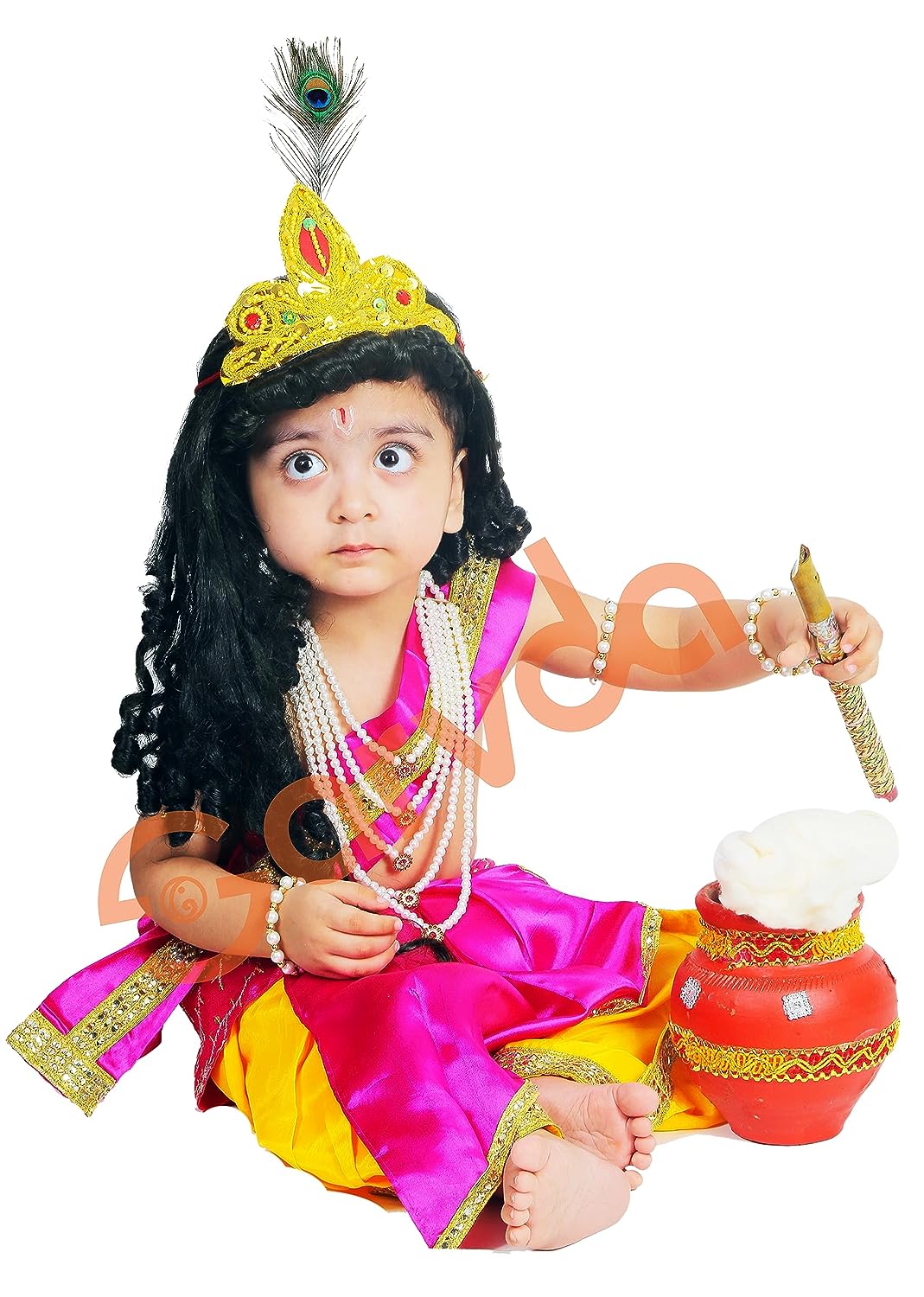 Premium Quality Krishna Janmashtami dress for kids with hip cover - Pink