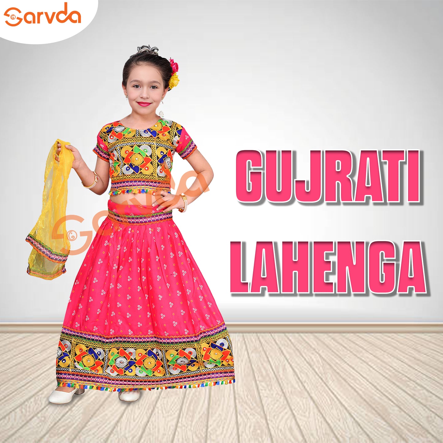 Gujrati Lahenga- Chaniya choli (Pink)