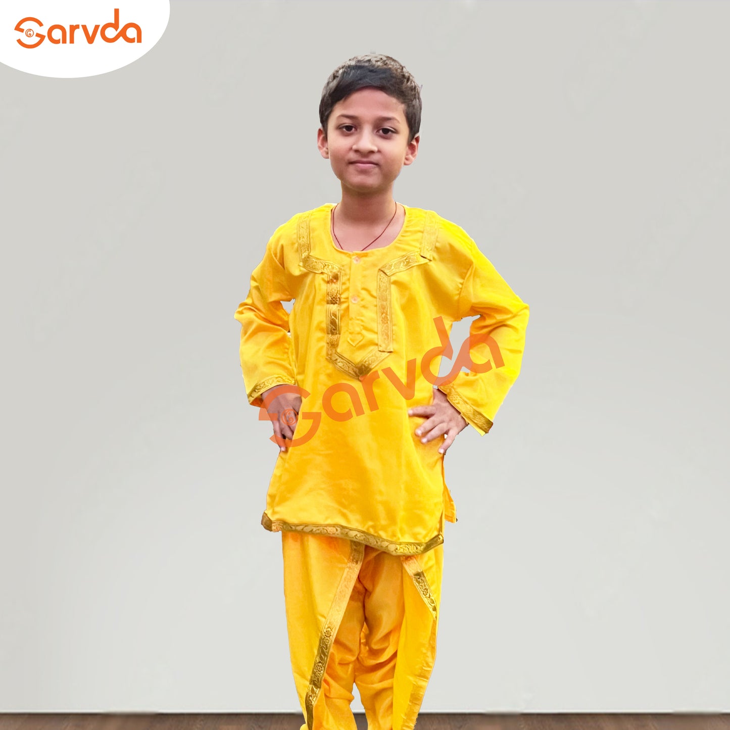 Yellow Lace Dhoti Kurta full set
