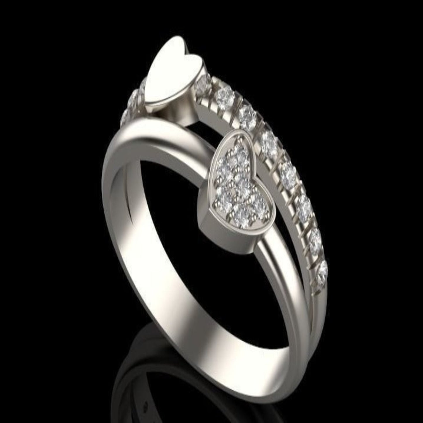 Double Heart Ring 3D Print Model