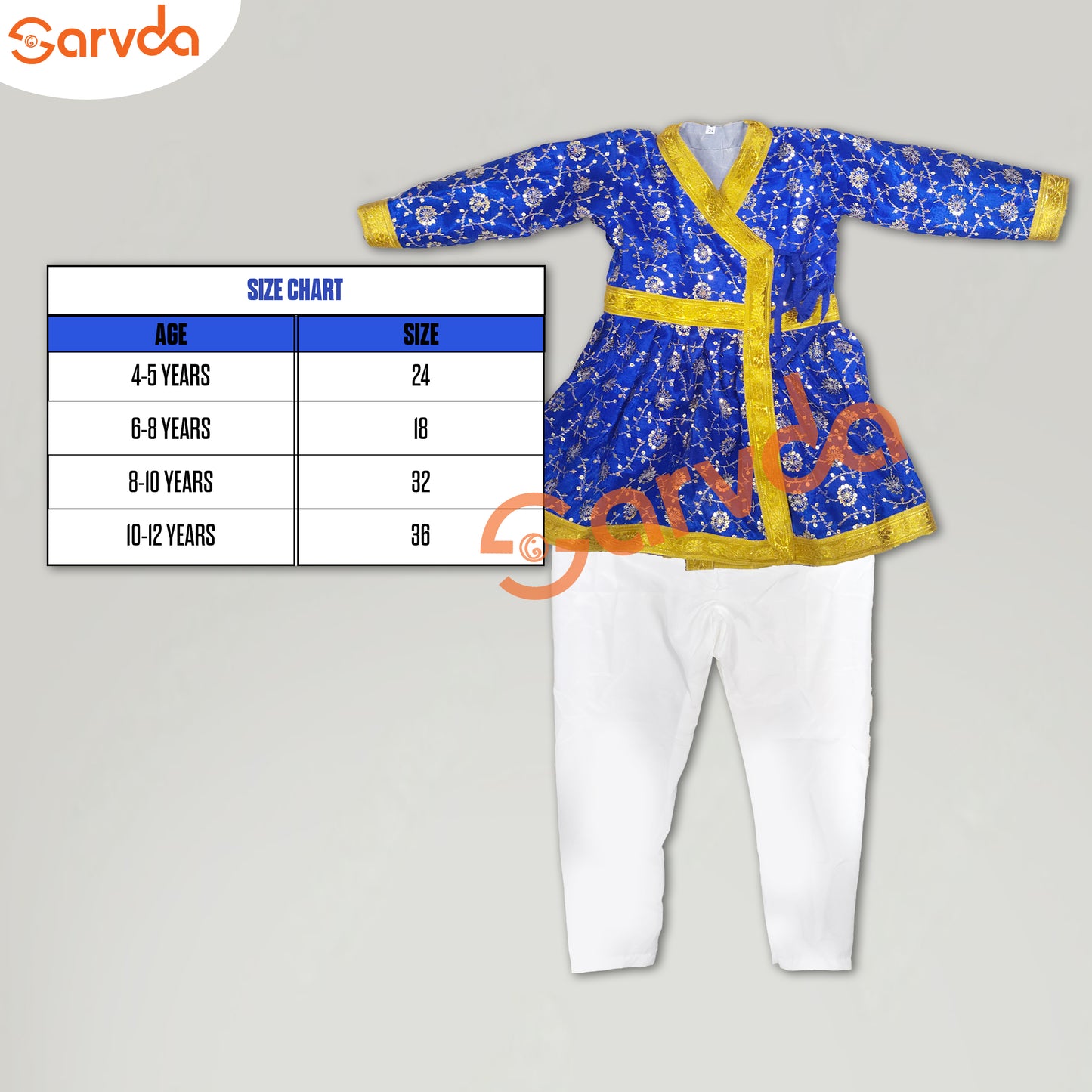 Embroidery Blue Angrakha with Pajama (God/Akabar/Marathi/ chattrapati maharaj shivaji Shivaji/Others)