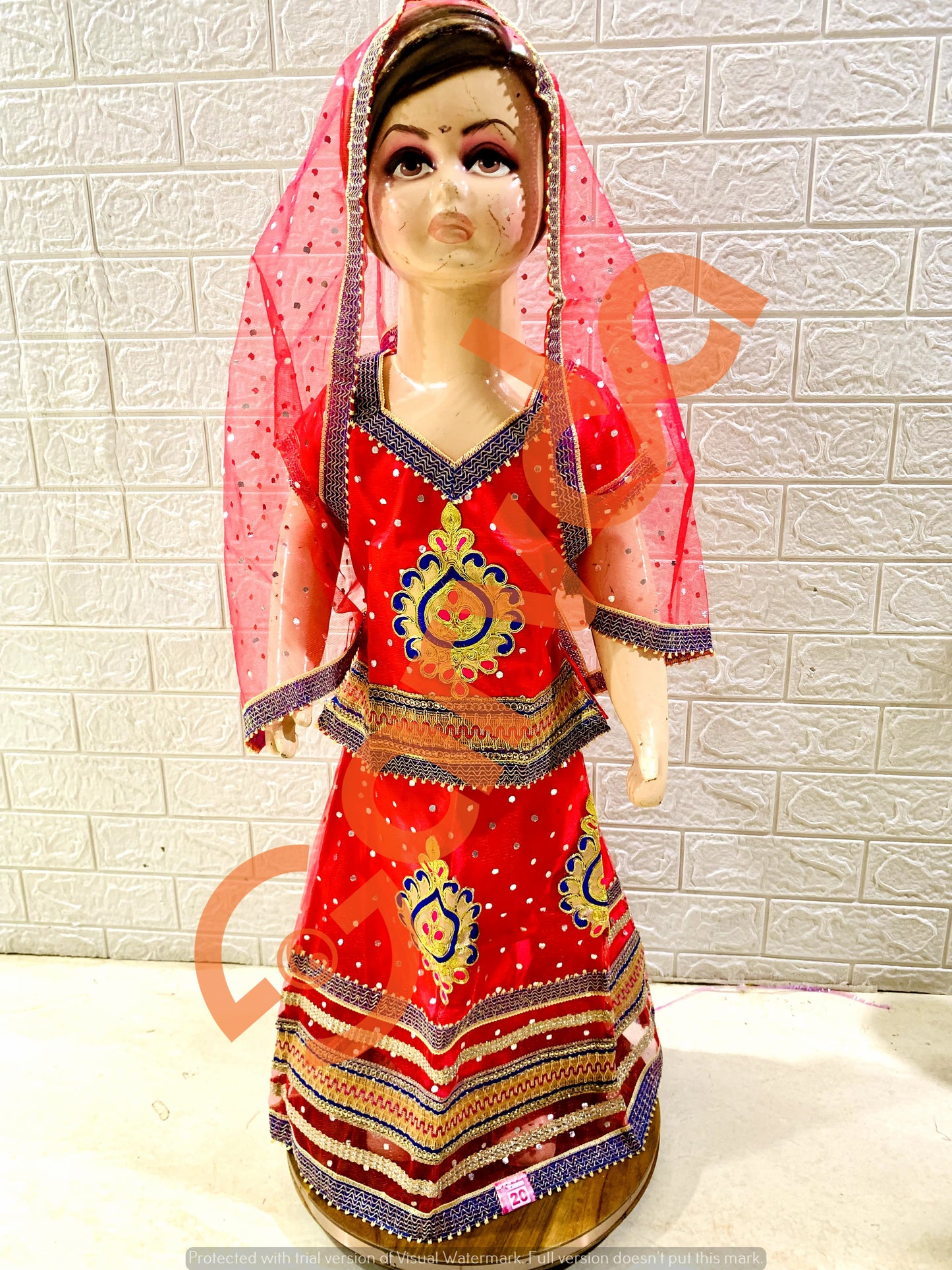 Lehenga Choli with Duppatta Full Set- Carrot Color (Radha/Rani/Dance)