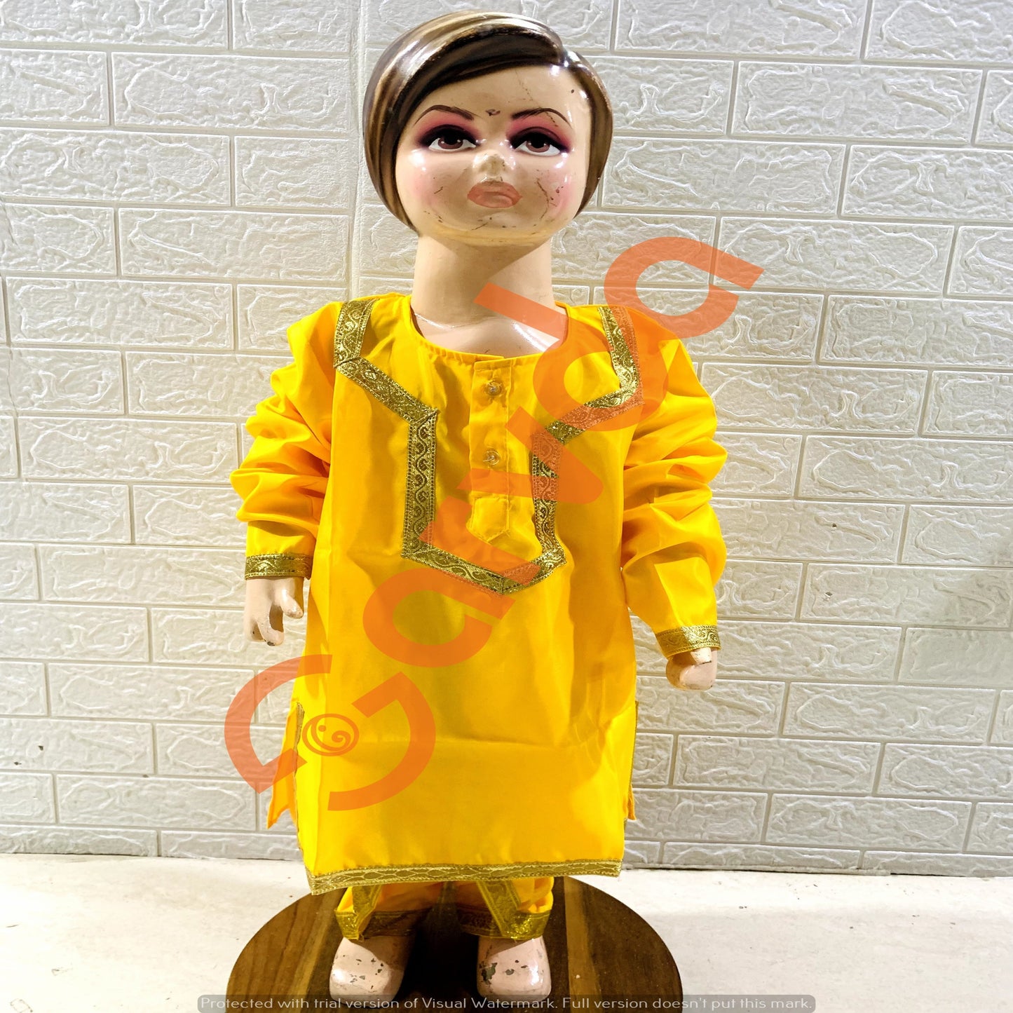 Yellow Lace Dhoti Kurta full set