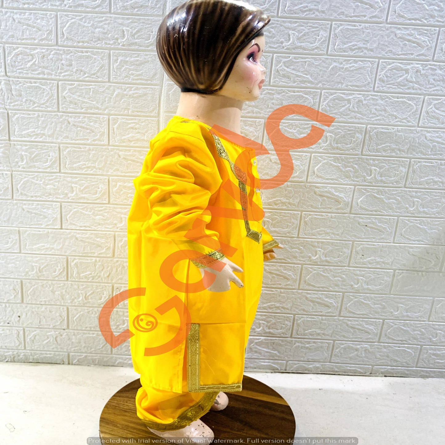 Yellow Lace Dhoti Kurta full set