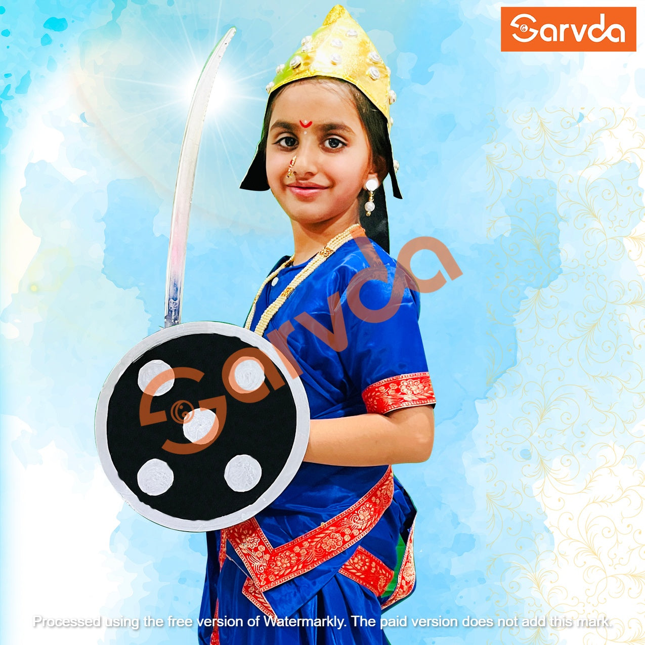 Marathi Saree / Rani Lakshmi Bai costume (Blue) -without accessories