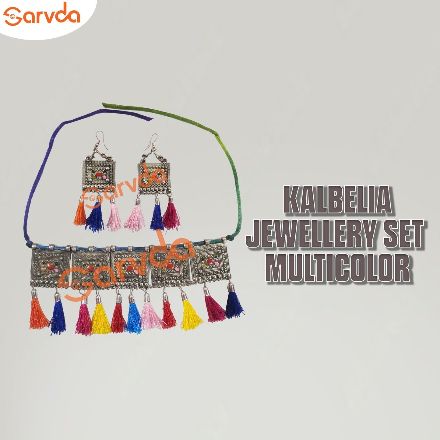 Gujrati/ Kalbelia Jewellery Set Multicolor