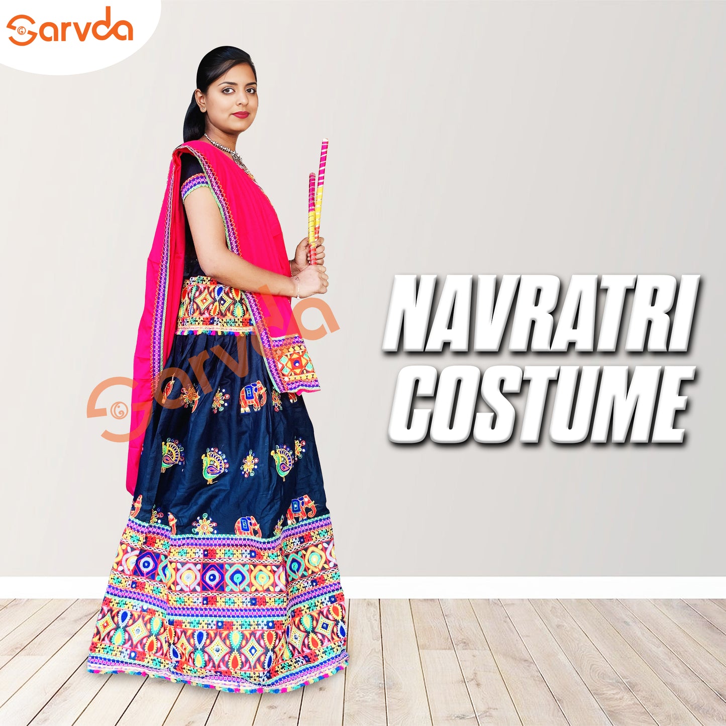 Navratri Special Chaniya Choli Set For Adults- Assorted colour