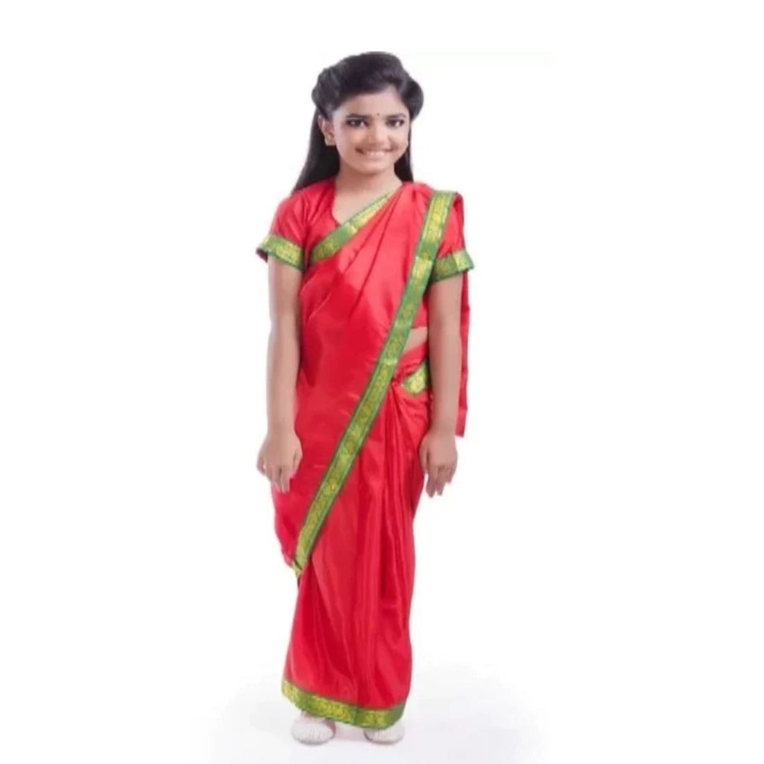 Teacher, Mother Stitched Saree -Red
