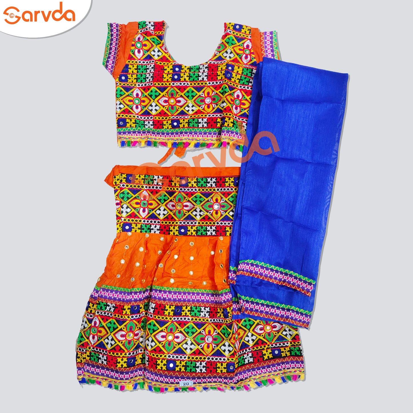 Mirror Lahenga choli - Orange