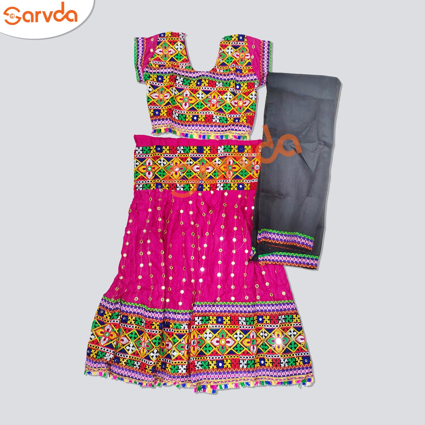 Mirror Lahenga choli - Pink