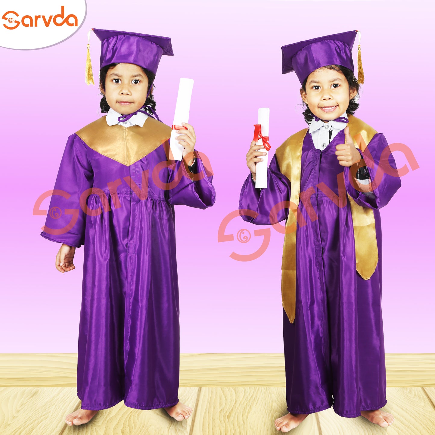 New Convocation / Graduation/ Degree Purple Gown with Degree Cap & Golden Sashe