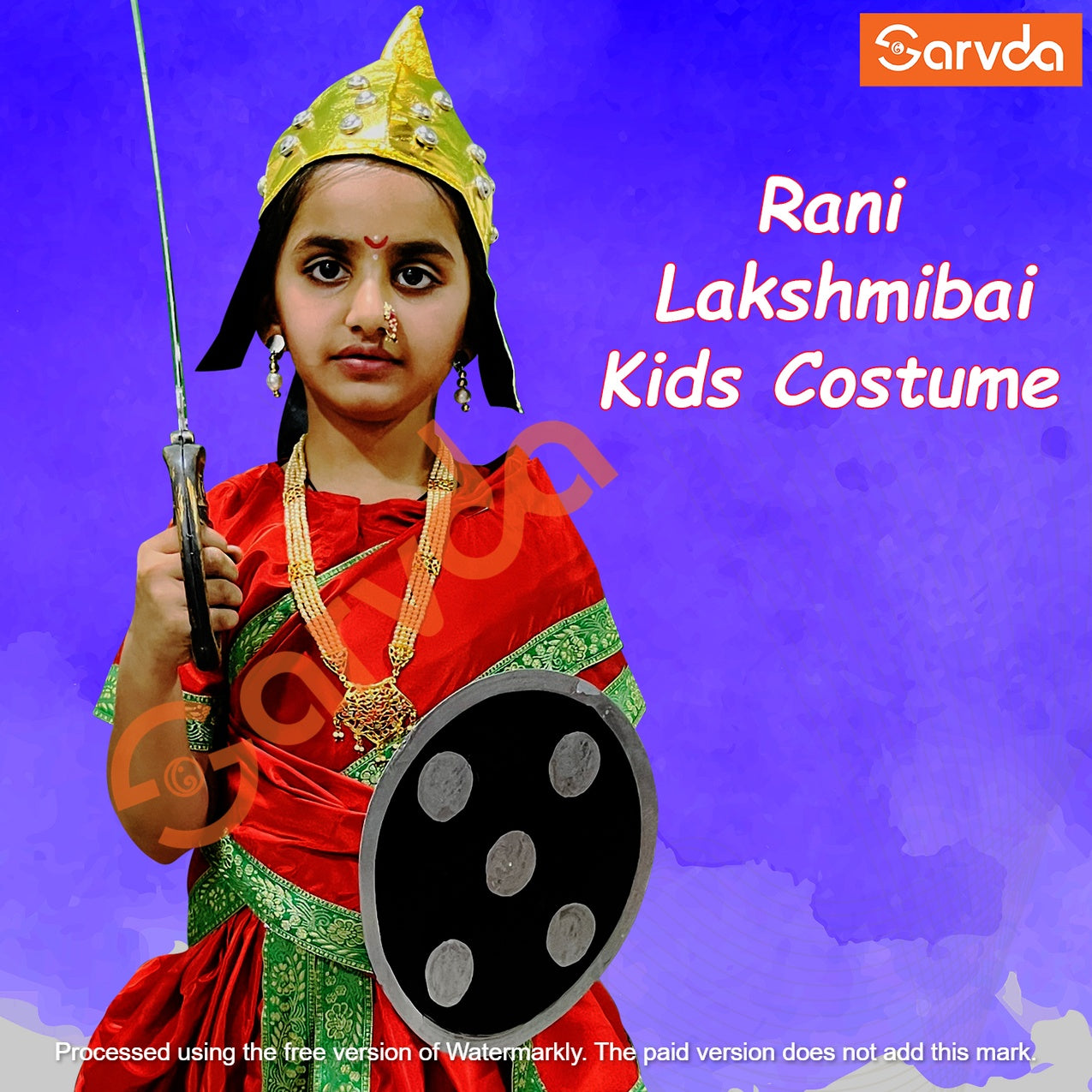 Marathi Saree/ Rani Lakshmi Bai costume (Red) - Without Accessories