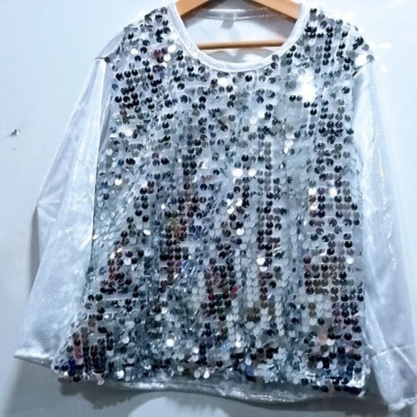 T Shirt Silver Sequence Costume