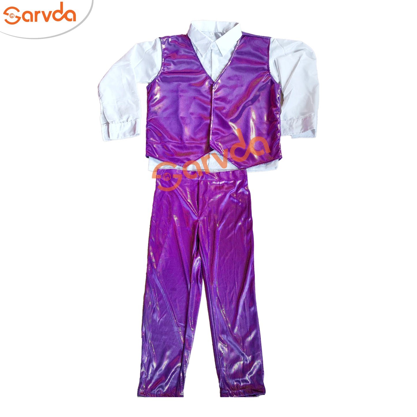 Purple Pant, Waist Coat and White shirt Set Western For boys