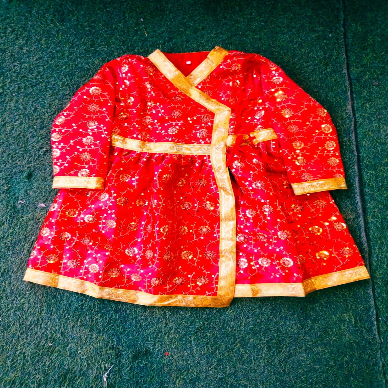 Embroidery Red Angrakha with White pajama - (God/Raja/Akbar/Shivaji/Marathi/Others)
