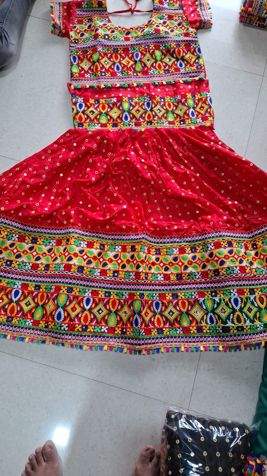 Mirror Lahenga choli - Red