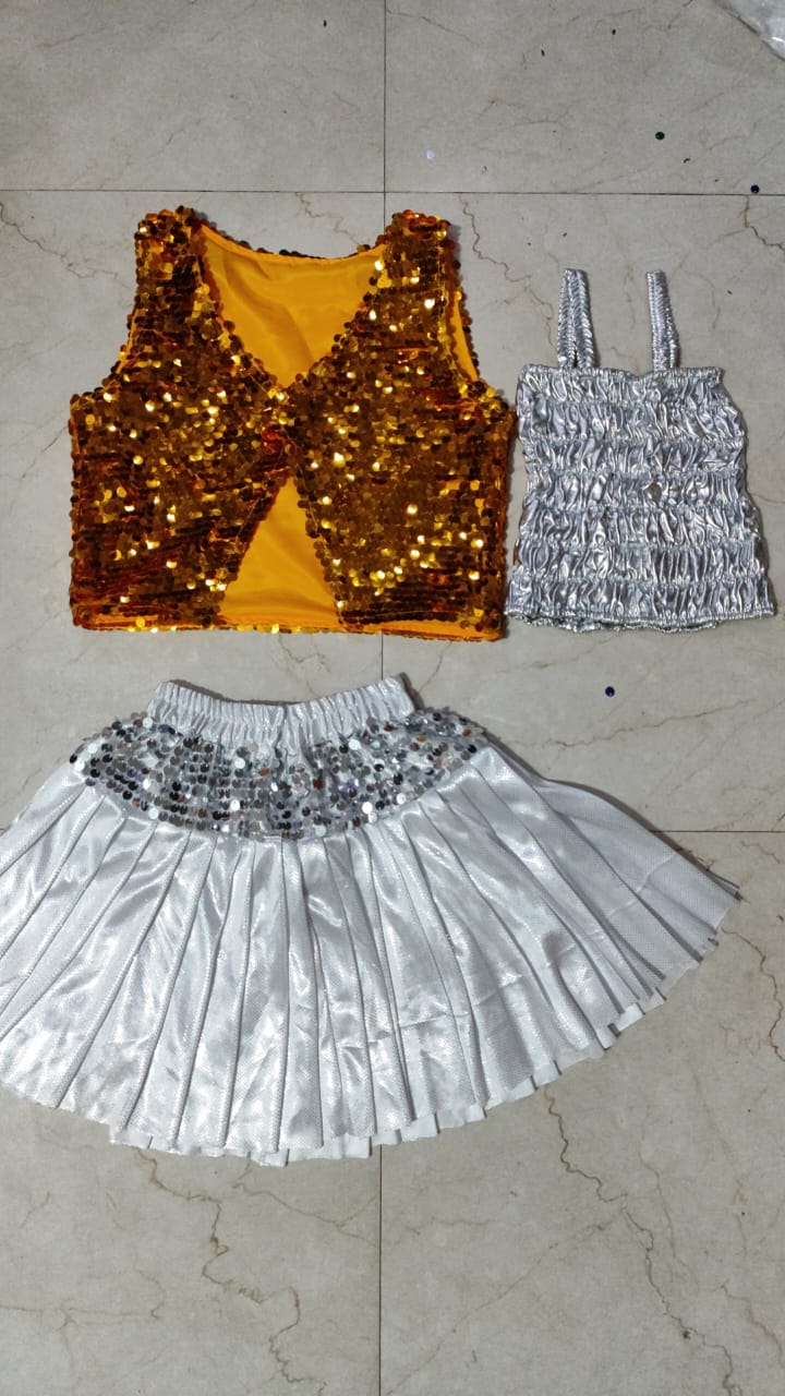 Yellow Jacket, Silver Top and Skirt Western Set