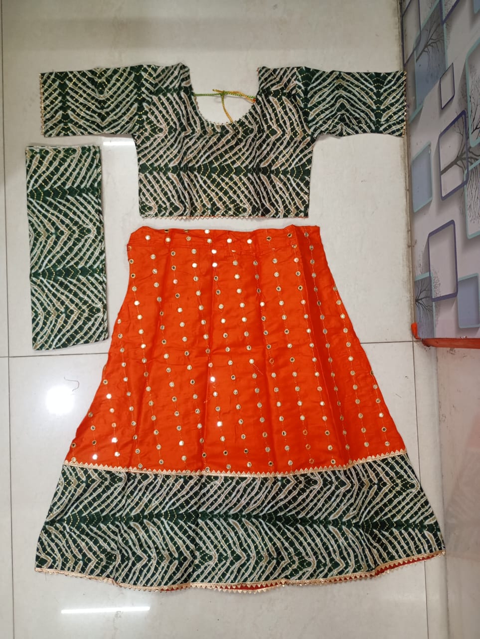 Mirror Work Lahenga Choli - Assorted Colour