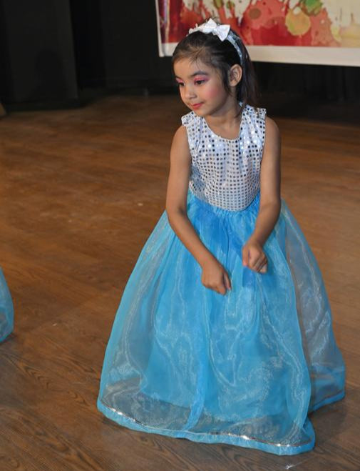 Full Length White And Blue Frock