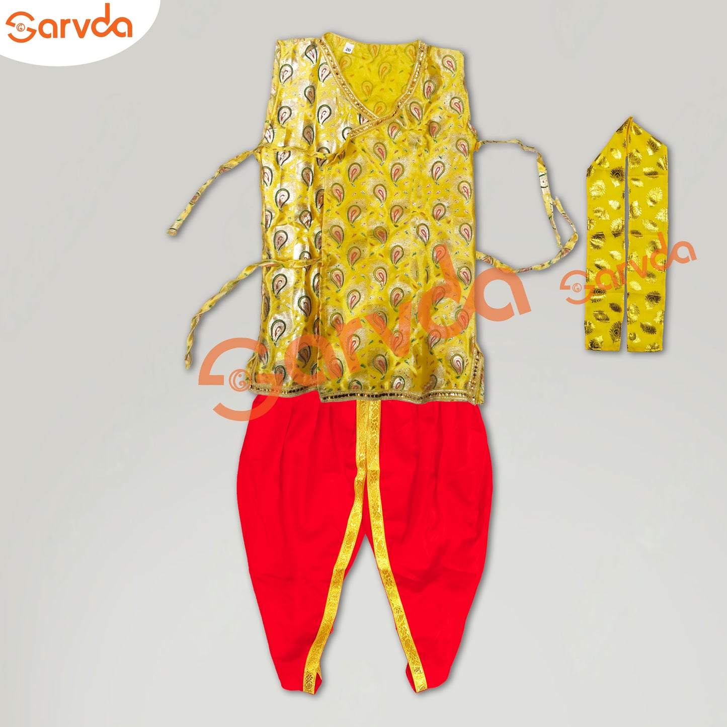 Yellow Kurta, Red Dhoti & Patka Krishna Dress