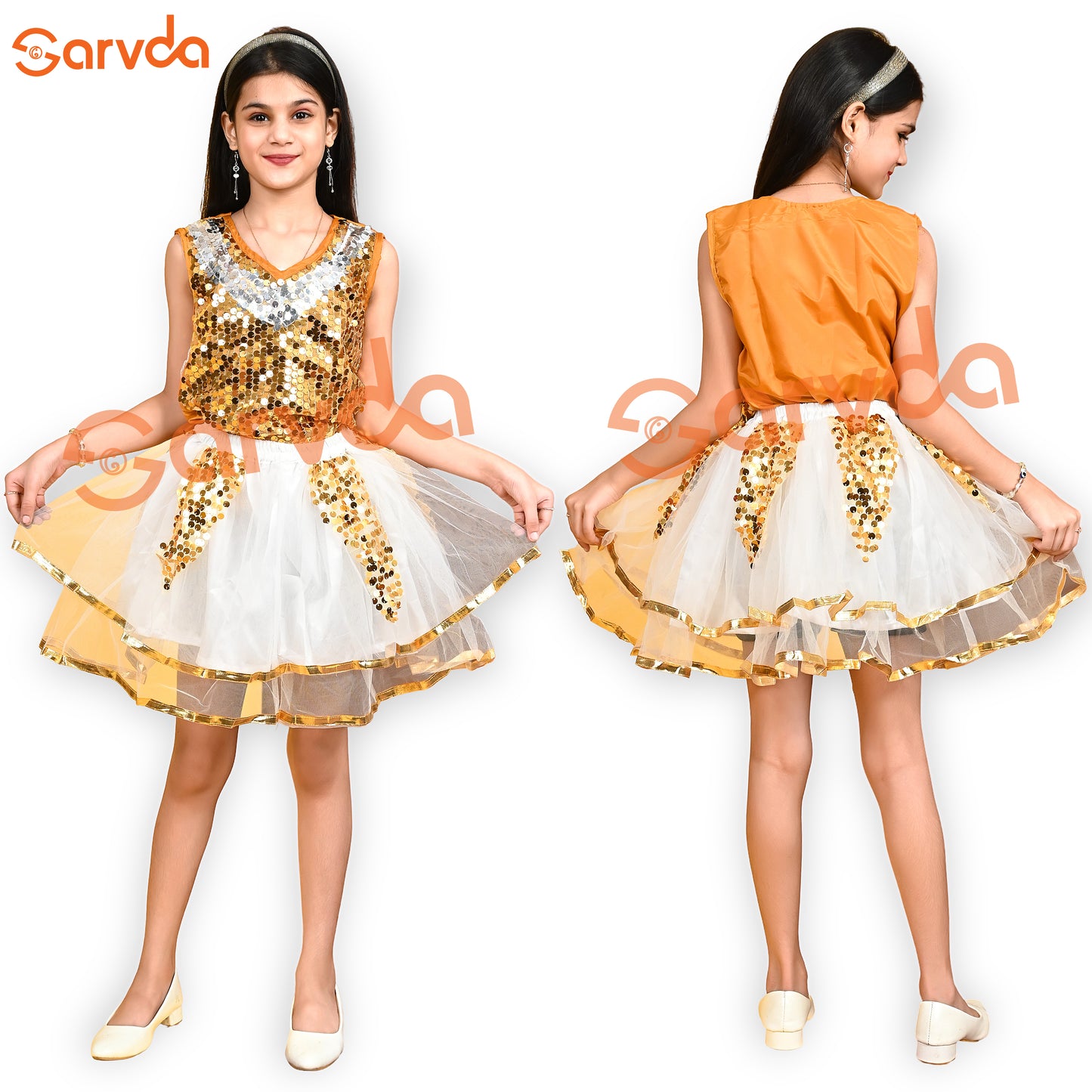 Golden Top And Skirt western Dress