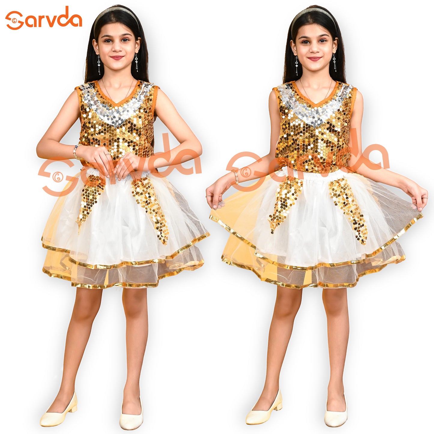 Golden Top And Skirt western Dress