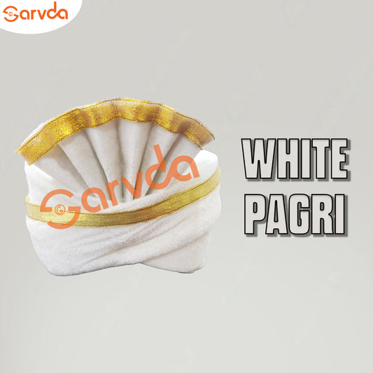 white safa/Pagri - (Heavy shipping rate may be increase)