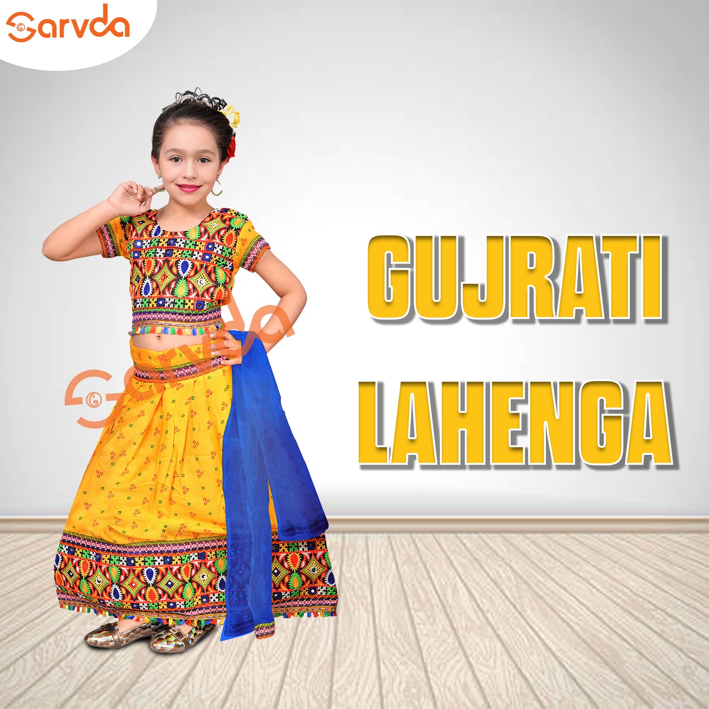 Gujrati Lahenga- Chaniya Choli (Yellow)