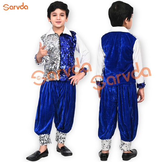 Blue Shirt with White Herum Set for Boys
