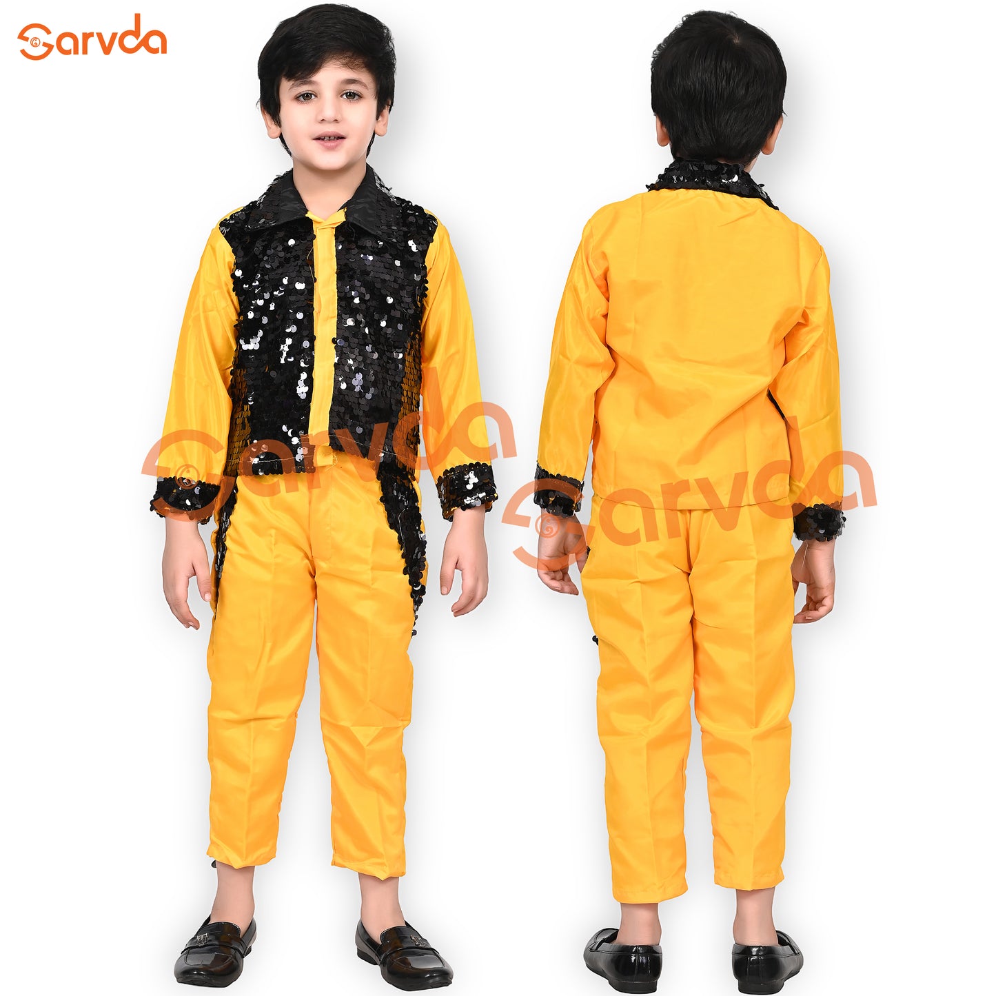 Black Shirt and Yellow Pant Set - Western dress for boys