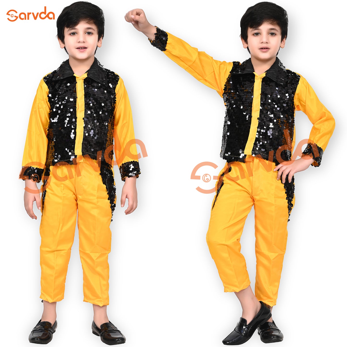 Black Shirt and Yellow Pant Set - Western dress for boys