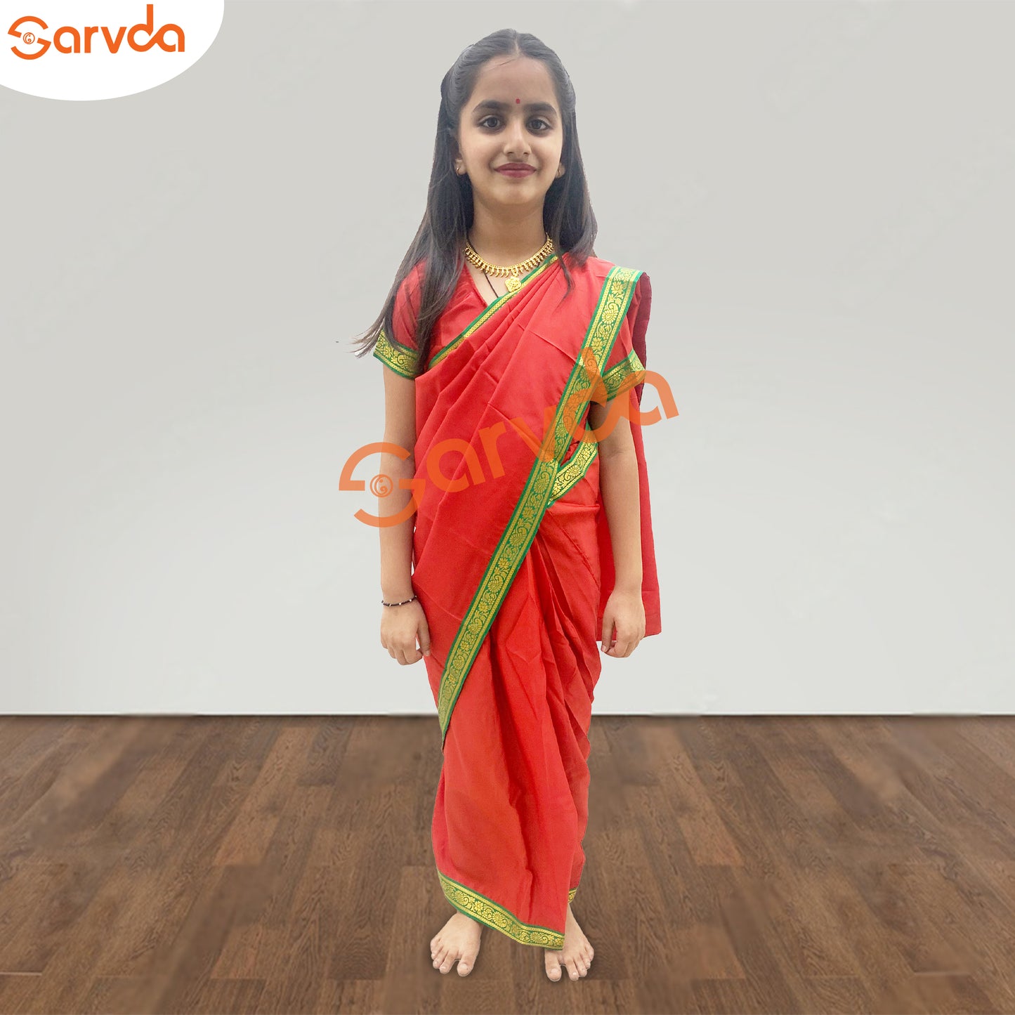 Teacher, Mother Stitched Saree -Red