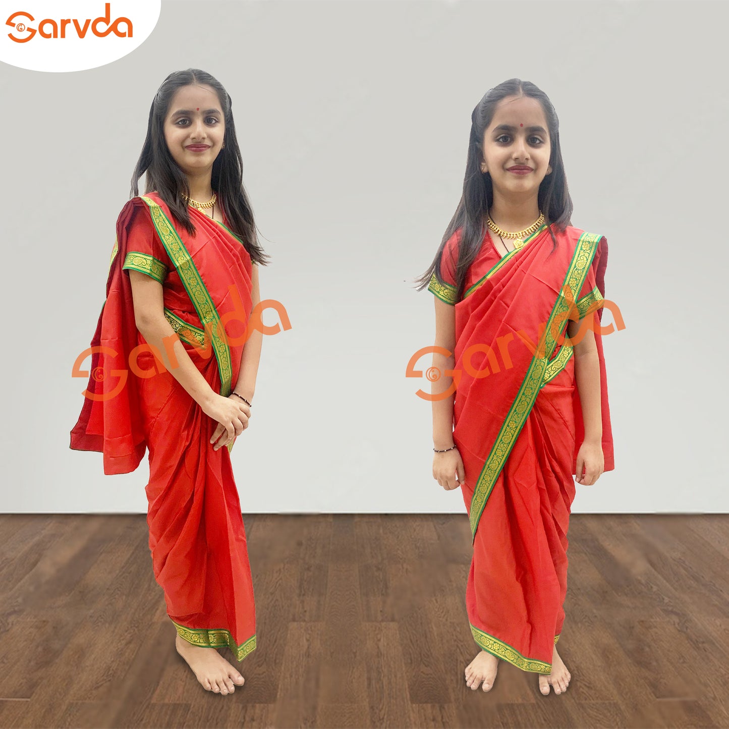 Teacher, Mother Stitched Saree -Red