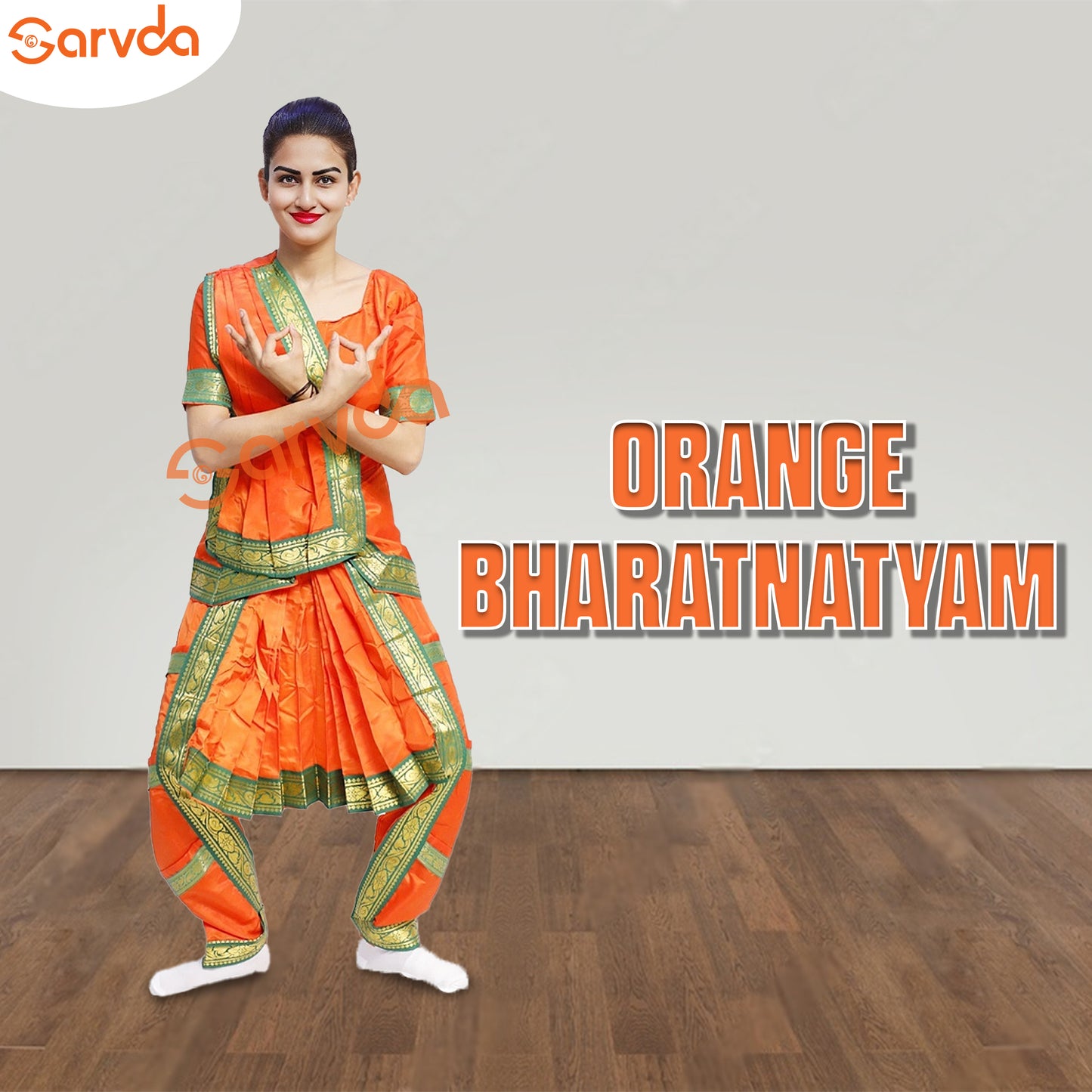 Bharatnatyam Dance Costume - Orange