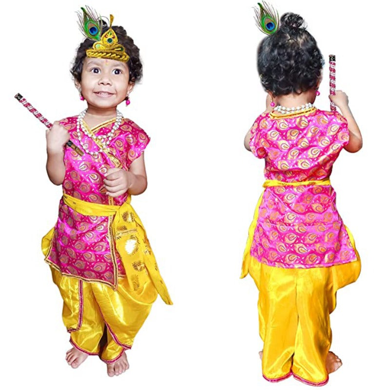 Magenta Kurta, Dhoti & Patka Krishna Dress