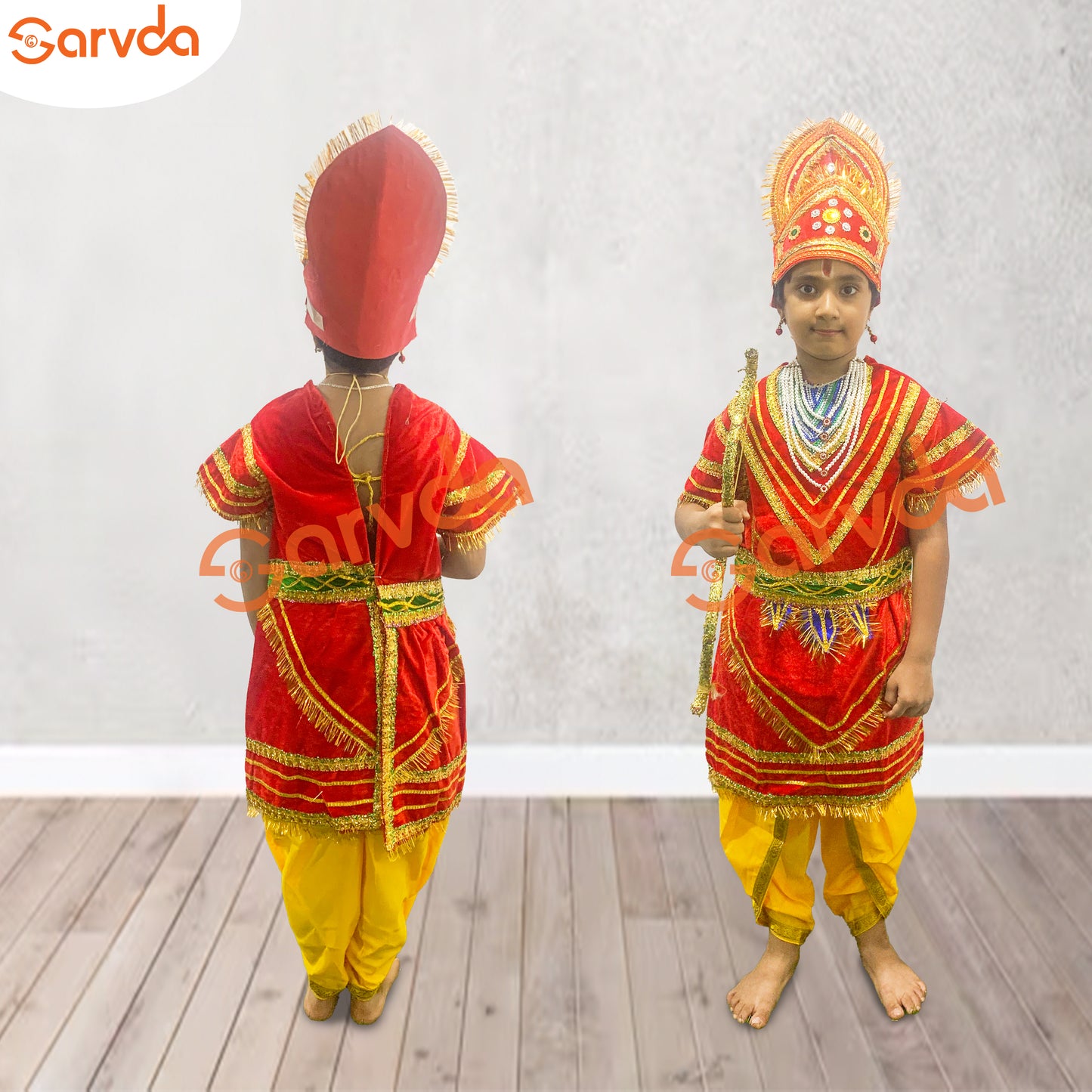Raja Ram kids costume - Red Coat & Yellow dhoti