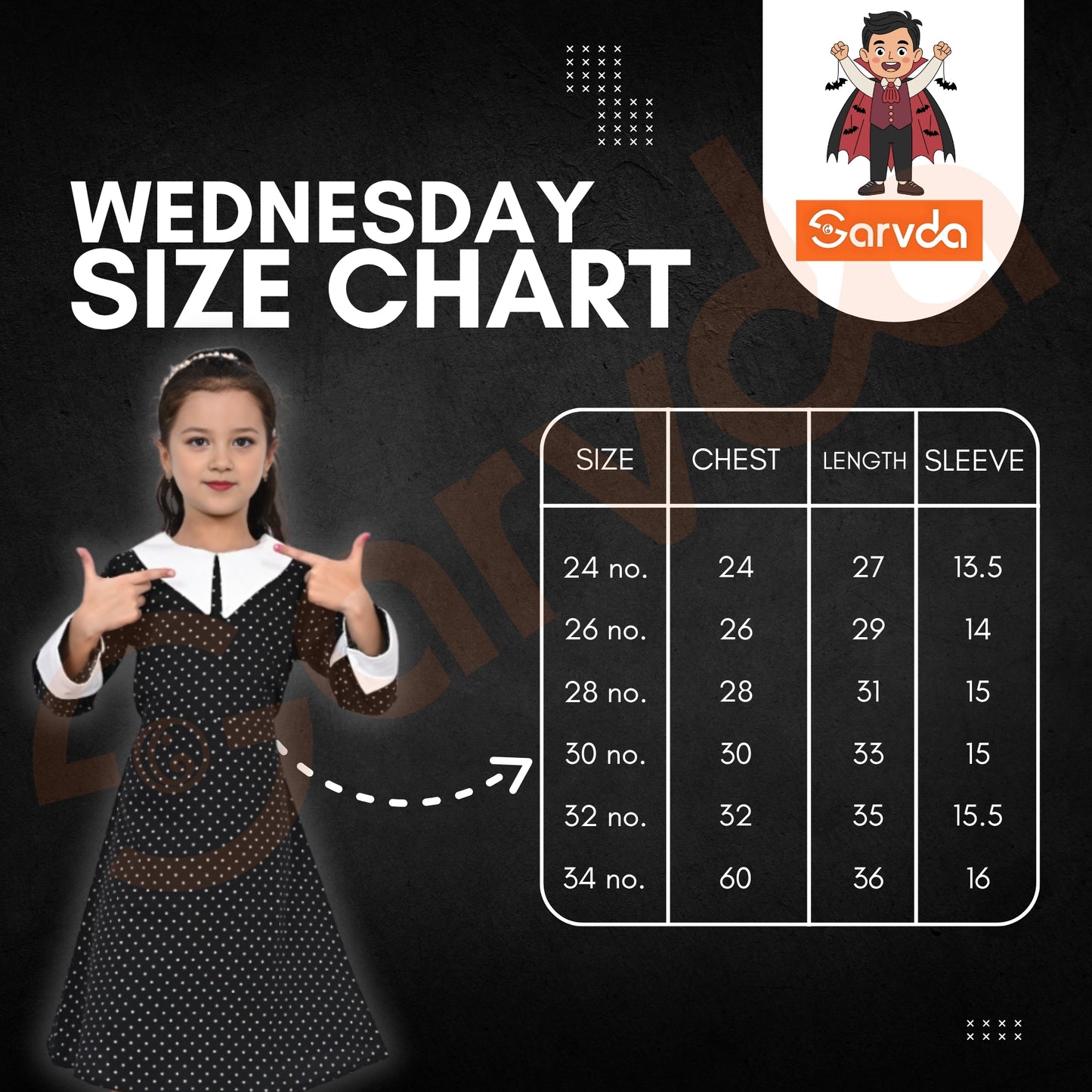 Hallowen Wednesday Dress Costume