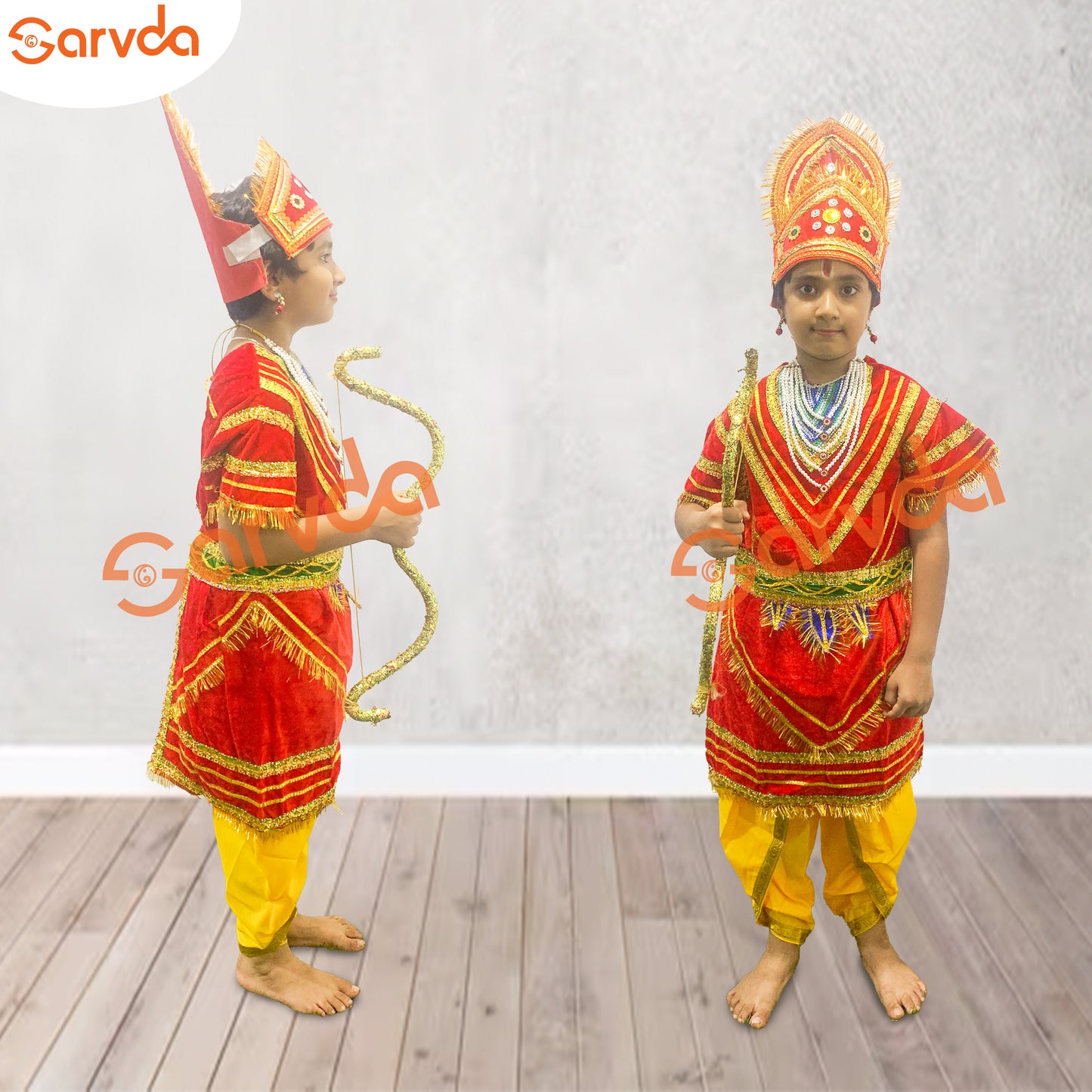 Raja Ram kids costume - Red Coat & Yellow dhoti