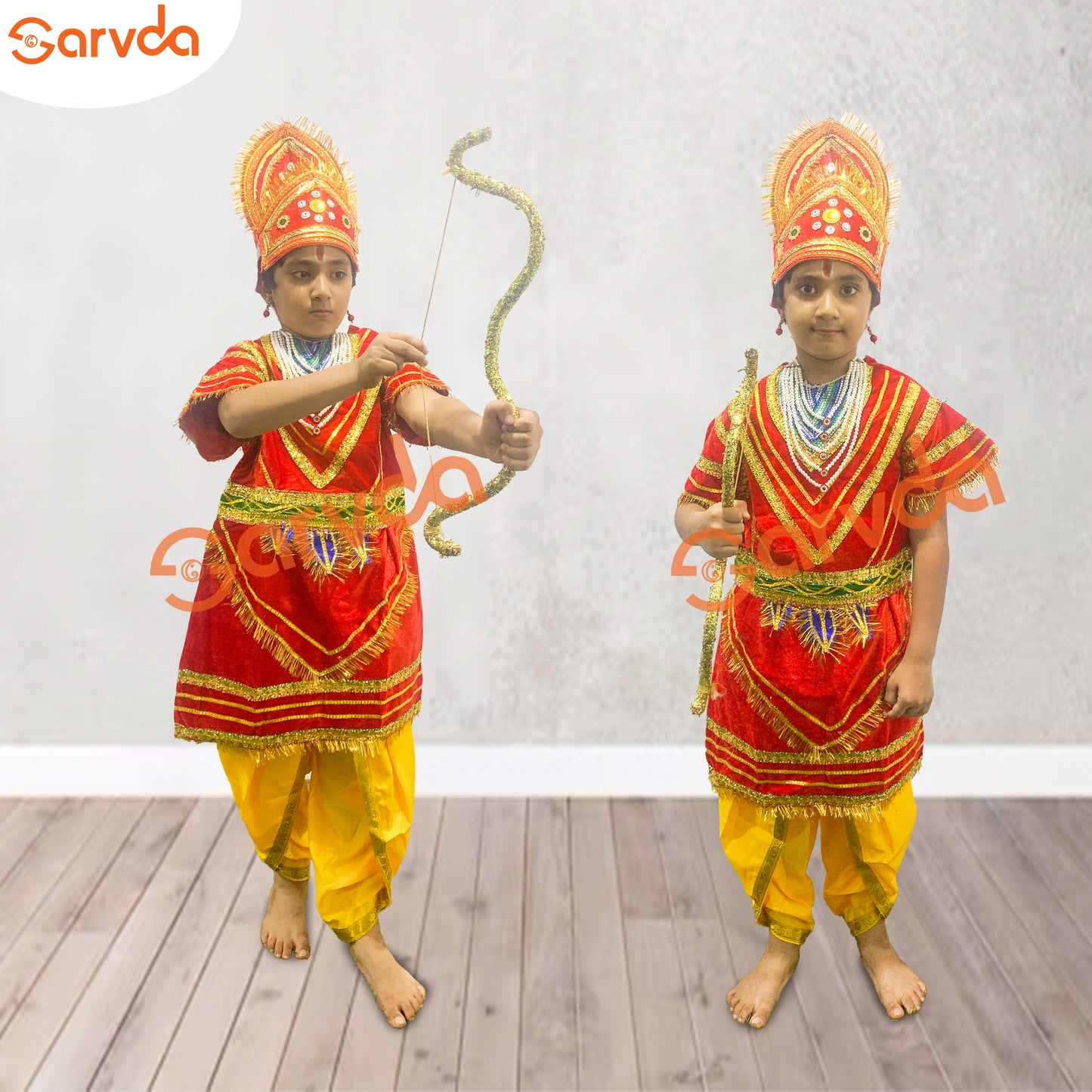 Raja Ram kids costume - Red Coat & Yellow dhoti
