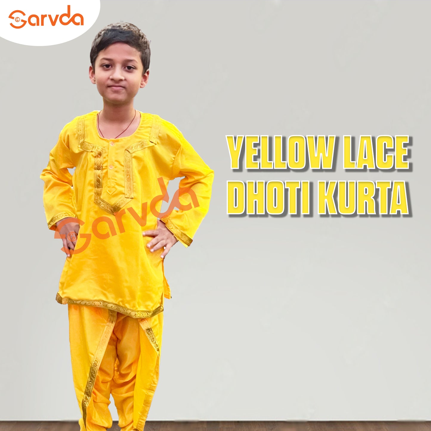 Yellow Lace Dhoti Kurta full set