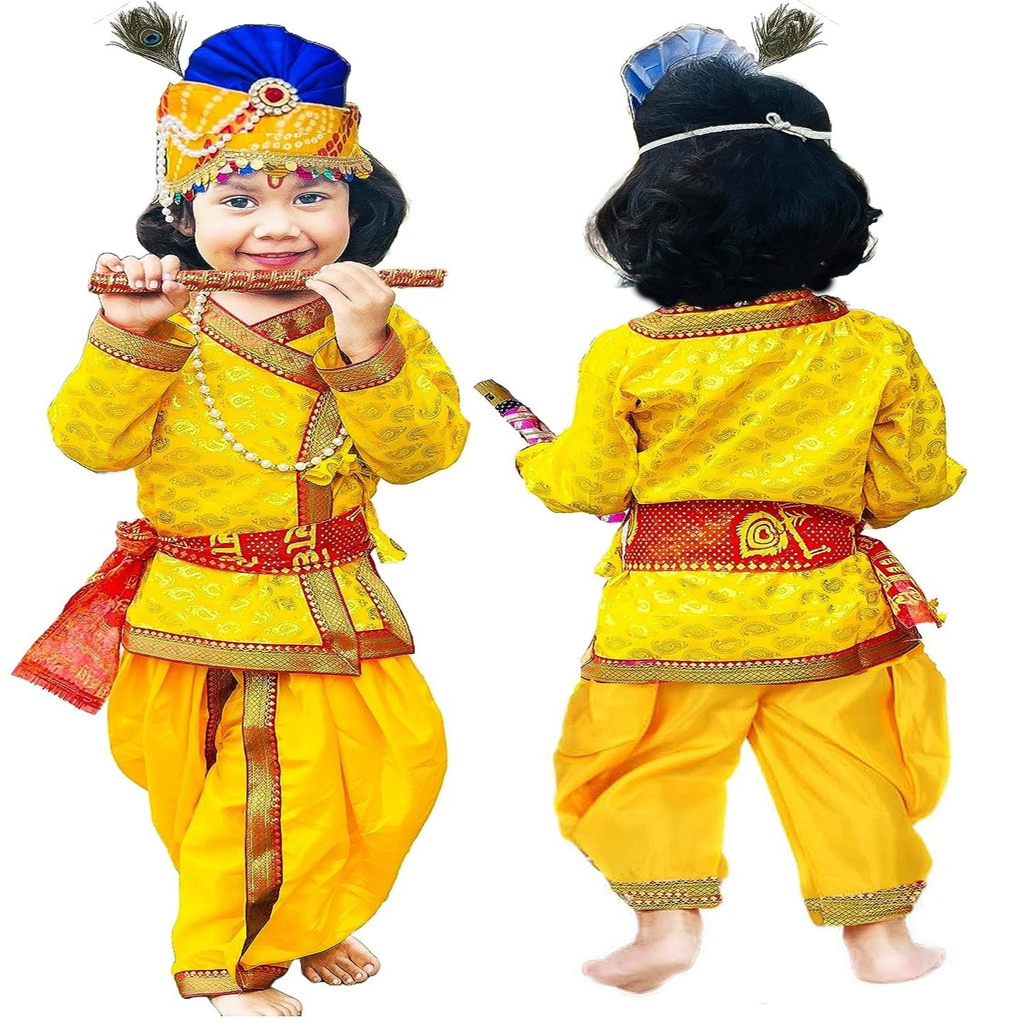 Booti Print Dhoti & Kurta Set Krishna Costume